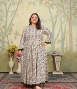 Off white rayon fabric printed plus size kurti for girls