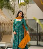 Rama girlie partywear designer printed gown for trendy looks