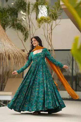 Rama partywear printed gown for trendy looks