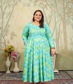 Sea green rayon fabric printed plus size kurti for girls