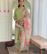 Women's Rayon Fabric Straight Kurta, Pant and Dupatta Set