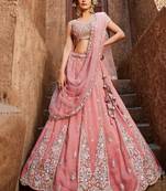 Pink Embroidered Silk Bridesmaid Lehenga Choli With Dupatta