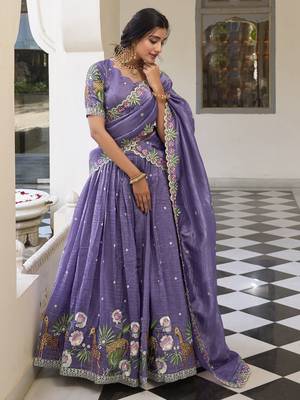 lavender embroidered wedding lehenga set choli with dupatta with dupatta 1