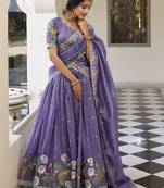 lavender embroidered wedding lehenga set choli with dupatta with dupatta