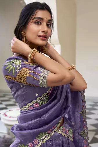 lavender embroidered wedding lehenga set choli with dupatta with dupatta