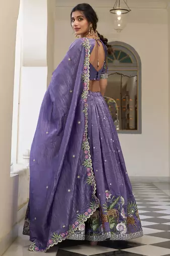 lavender embroidered wedding lehenga set choli with dupatta with dupatta