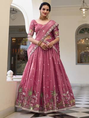 pink sequins festival lehenga set choli with dupatta with dupatta 1