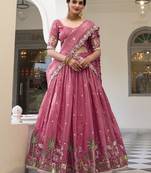 Pink Sequins Festival Wear Lehenga Choli With Dupatta