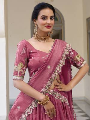 pink sequins festival lehenga set choli with dupatta with dupatta 5