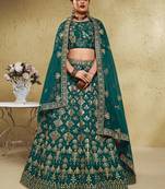 Green Thread Embroidered Silk Lehenga Choli With Dupatta
