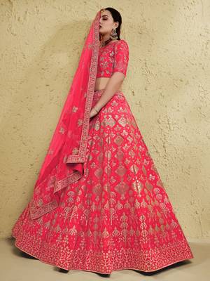 peach sequins silk festival lehenga set choli with dupatta with dupatta 2