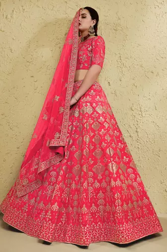 peach sequins silk festival lehenga set choli with dupatta with dupatta