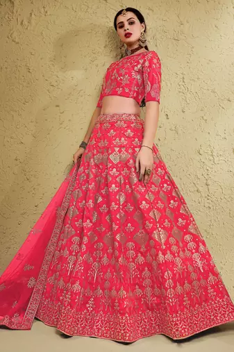 peach sequins silk festival lehenga set choli with dupatta with dupatta