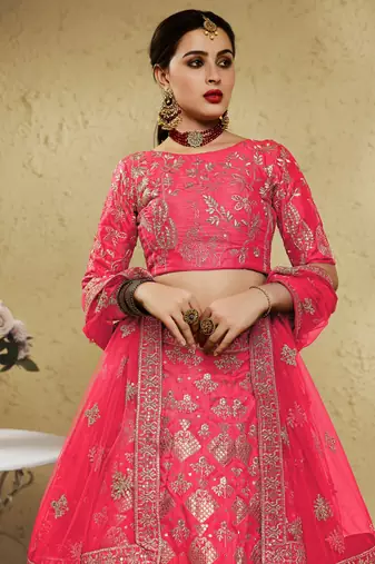 peach sequins silk festival lehenga set choli with dupatta with dupatta
