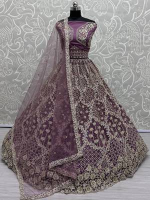 lilac sequins net lehenga set choli with dupatta with dupatta 1