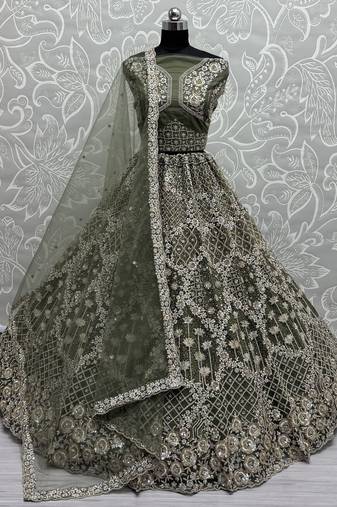 Green Dori Work Net Bridesmaid Lehenga Choli With Dupatta