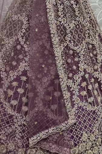 lilac sequins net lehenga set choli with dupatta with dupatta