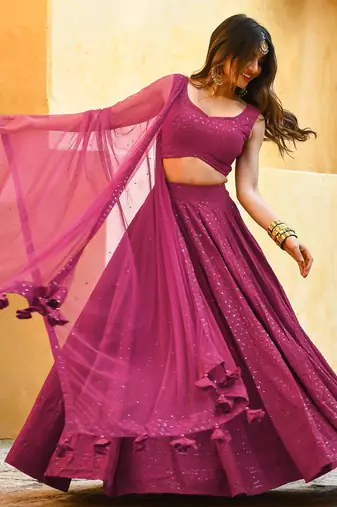 pink sequins event lehenga set choli with dupatta with net dupatta