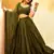 olive green sequins georgette lehenga set choli with dupatta with dupatta