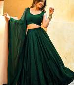 Green Sequins Georgette Mehendi Wear Lehenga Choli