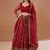 red zari embroidered organza wedding lehenga set choli with dupatta