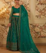 Green Sequins Organza Festival Wear Lehenga Choli