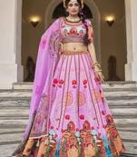 pink printed art silk wedding lehenga set choli with dupatta with dupatta