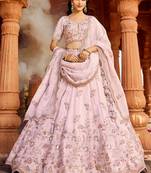 Coral Pink Tissue Silk Bridesmaid Pastel Lehenga Choli