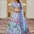 sky blue printed art silk festival lehenga set choli with dupatta