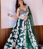 Green Sequins Georgette Designer Lehenga Choli With Dupatta