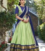 Pista Green Zari Weaving Art Silk Traditional Half Saree Lehenga