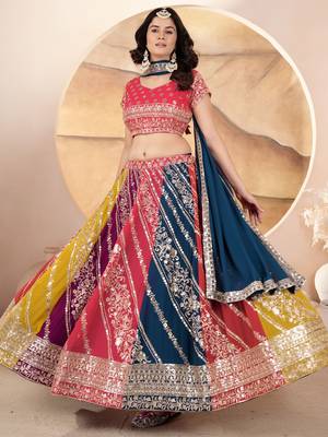 multi color sequins georgette lehenga set choli with dupatta with dupatta 4