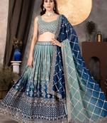 Blue Embroidered Georgette Bridesmaid Lehenga Choli