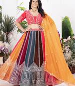 Multi-Color Embroidered Georgette Wedding Lehenga Choli