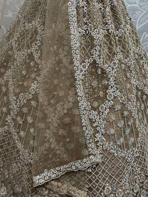 golden thread work net lehenga set choli with dupatta 3