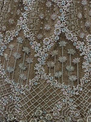golden thread work net lehenga set choli with dupatta 4