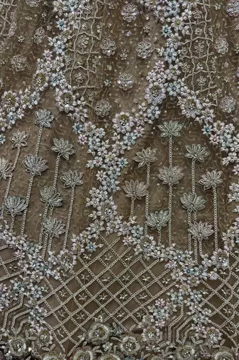 golden thread work net lehenga set choli with dupatta