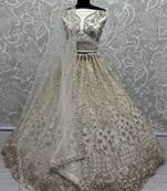 Off-White Zircon Work Net Designer Lehenga Choli With Dupatta