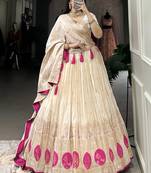 Off-White Silk Wedding Lehenga Choli With Dupatta