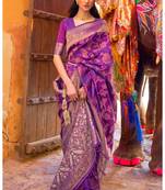 Purple kouram silk bland sequance & thread work saree with Blouse