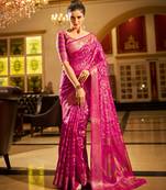 Rani Organza Silk Blend Zari Border Festive Wear Saree With Blouse Piece