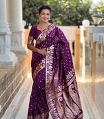 Soft art Silk Blend saree with zari weaving meenakari design