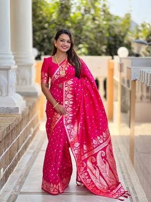 Soft art Silk Blend saree with zari weaving meenakari design 1