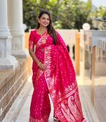 Soft art Silk Blend saree with zari weaving meenakari design