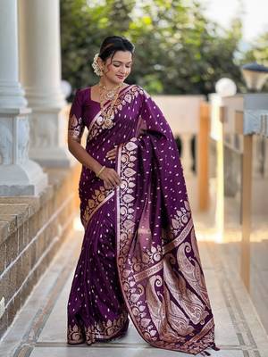 Soft art Silk Blend saree with zari weaving meenakari design 2