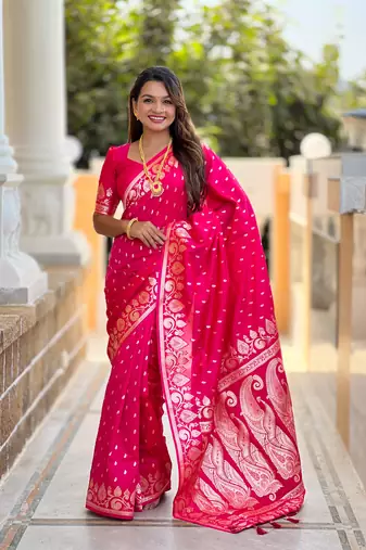 Soft art Silk Blend saree with zari weaving meenakari design