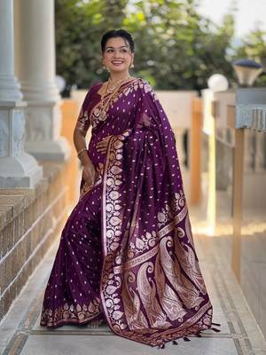 Soft art Silk Blend saree with zari weaving meenakari design 3