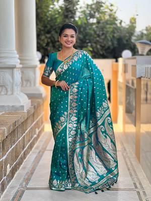 Soft art Silk Blend saree with zari weaving meenakari design 1