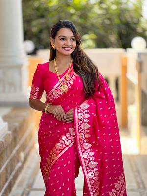 Soft art Silk Blend saree with zari weaving meenakari design 3