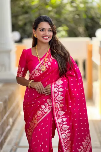Soft art Silk Blend saree with zari weaving meenakari design